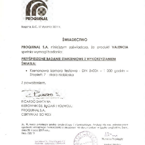 valencia - odpornosc na swiatlo EN 105 BO2 DIN 54004